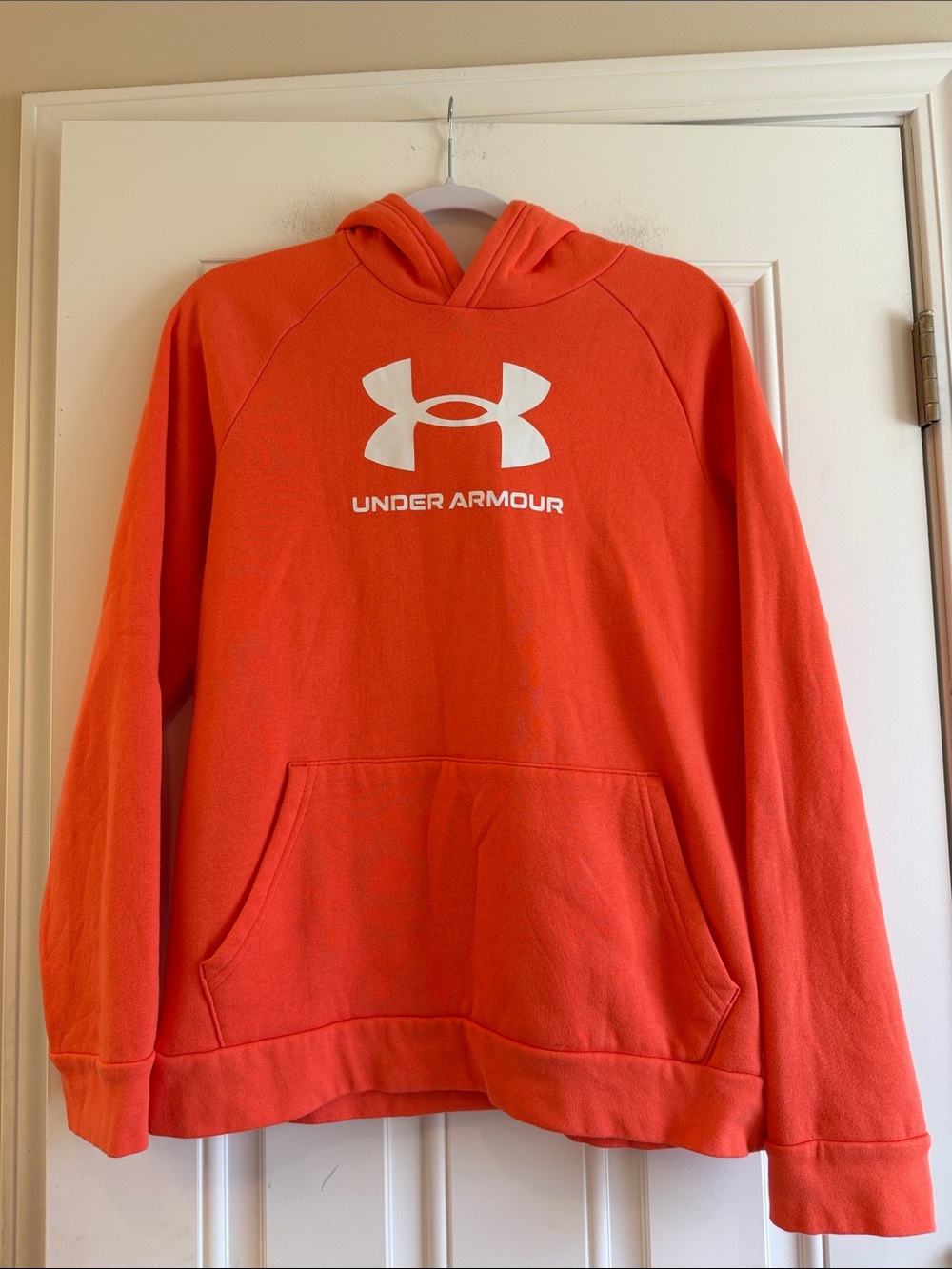 Under Armour Boys Orange Hoodie with White Logo